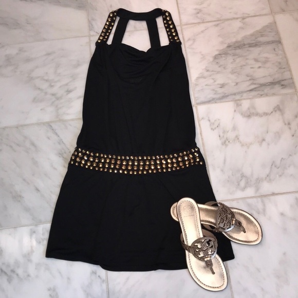 Milly SHOWSTOPPER Black dress with gold studs - Picture 2 of 5